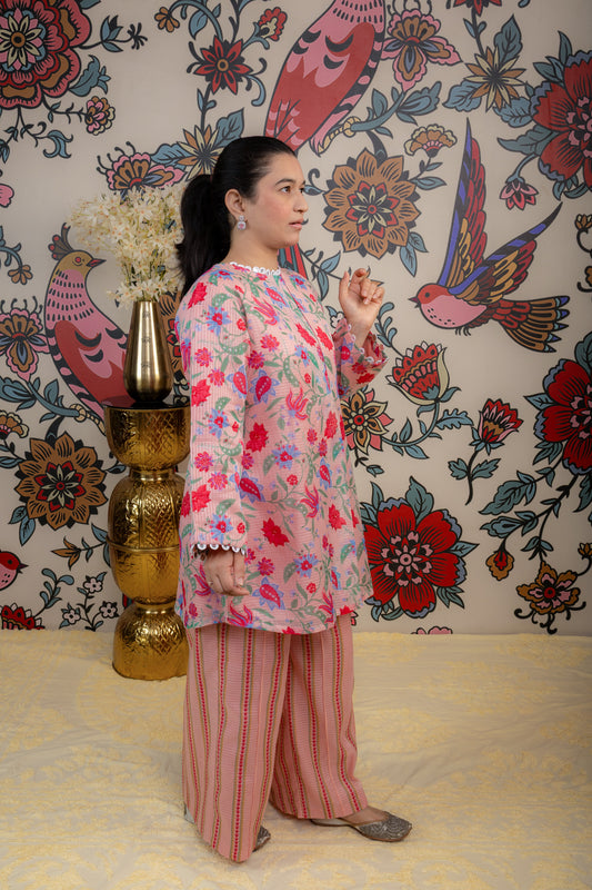 Blush Bloom Kota Doria Printed Set