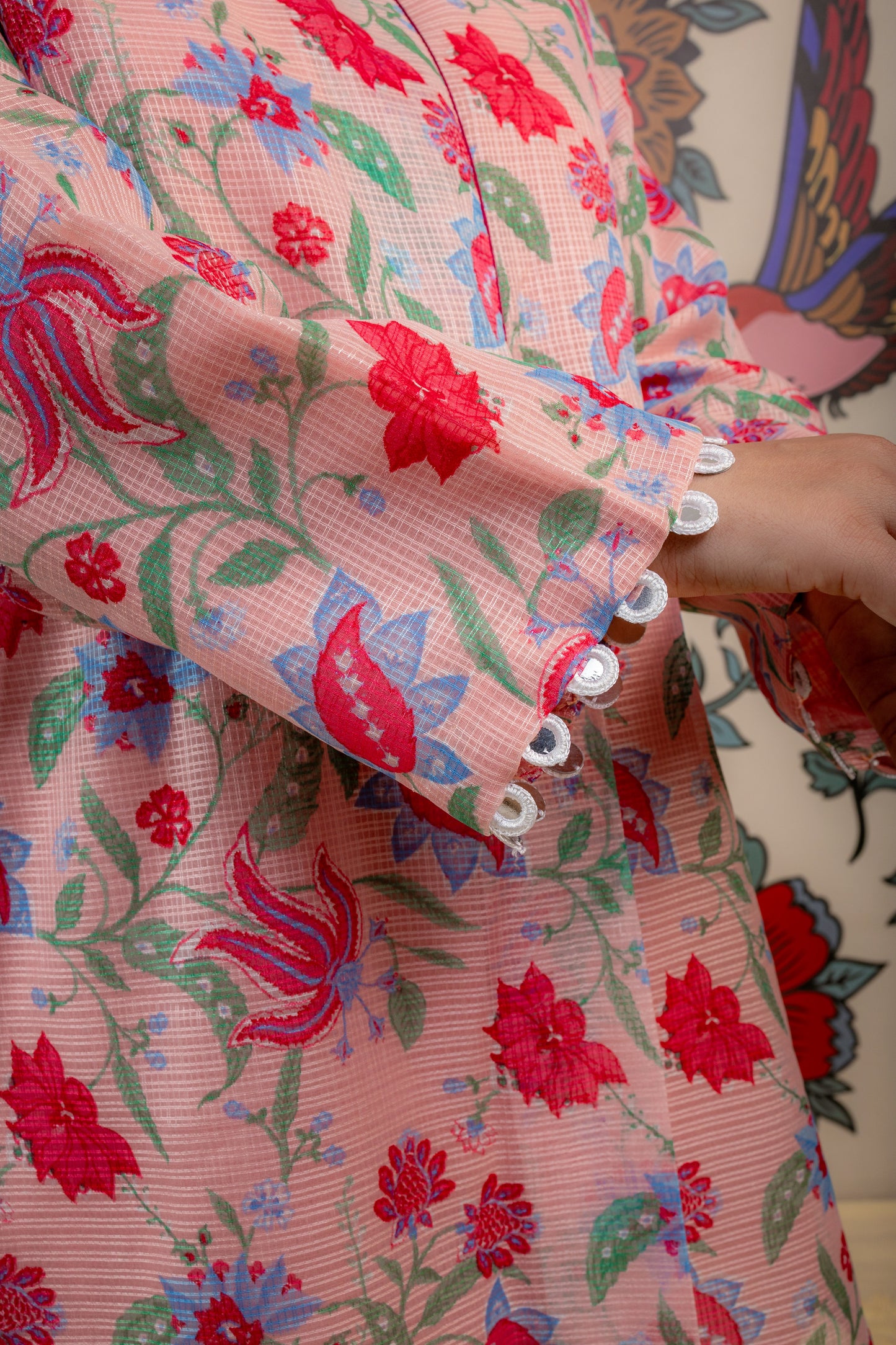 Blush Bloom Kota Doria Printed Set