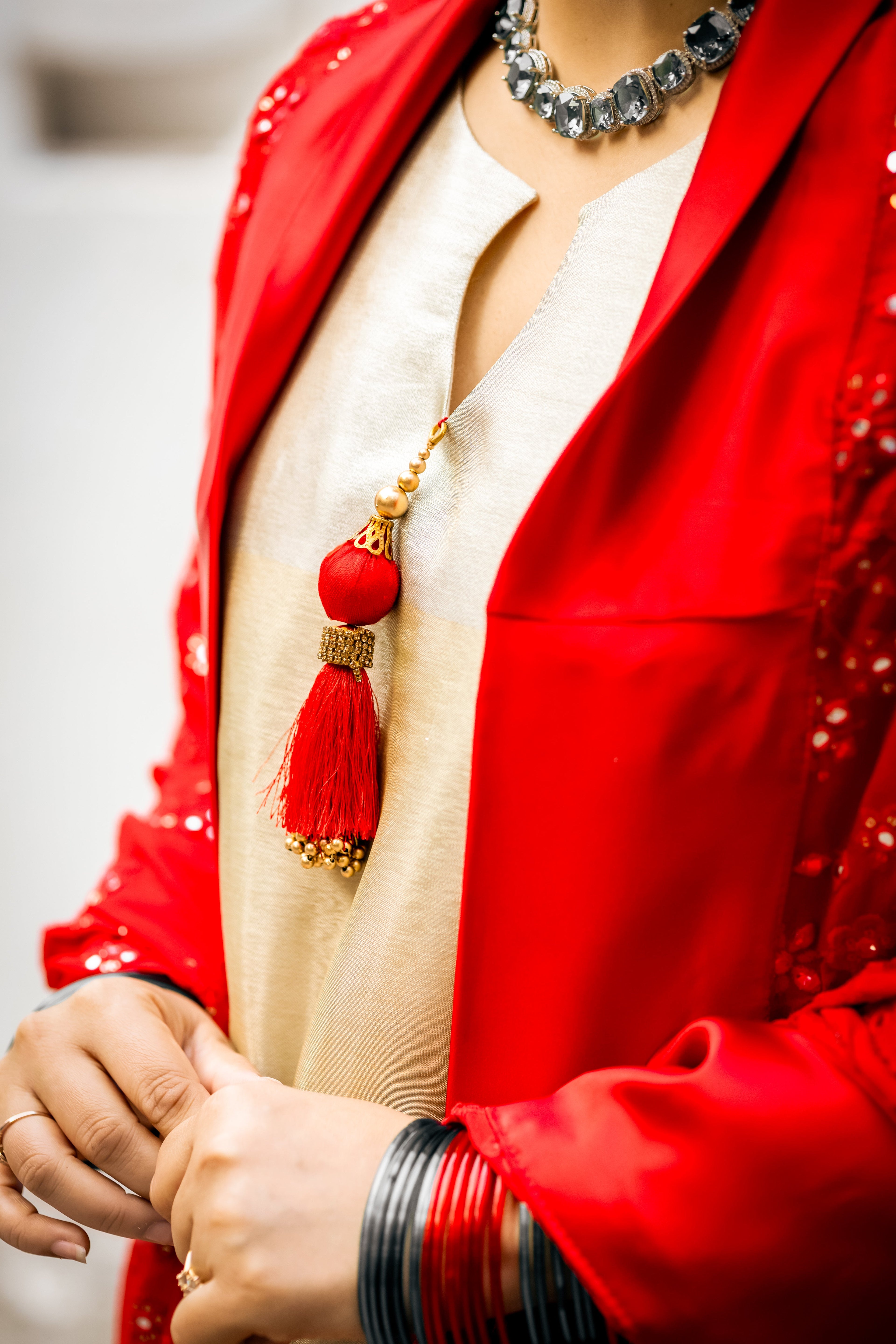 Radiant Red Georgette Embroidered Suit Set with Dupatta