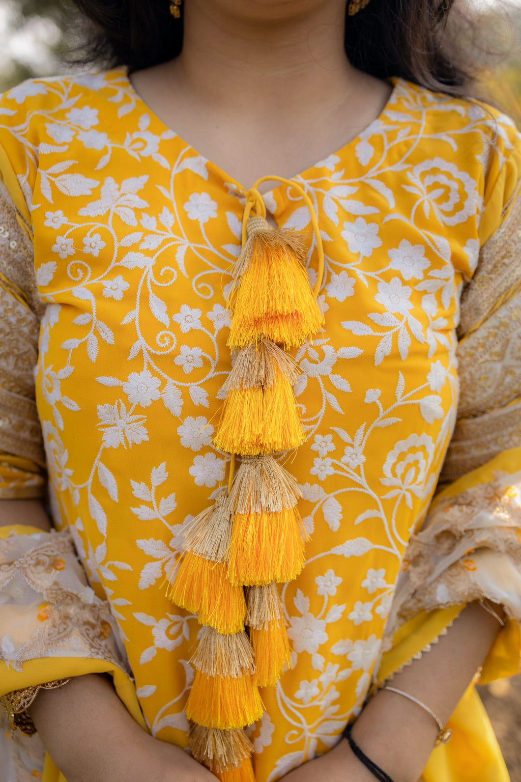 Sunshine Elegance Yellow Parsi Work Suit Set