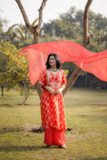 Sunset Glow Chanderi Sui Set with Hand Embroidery & Dupatta