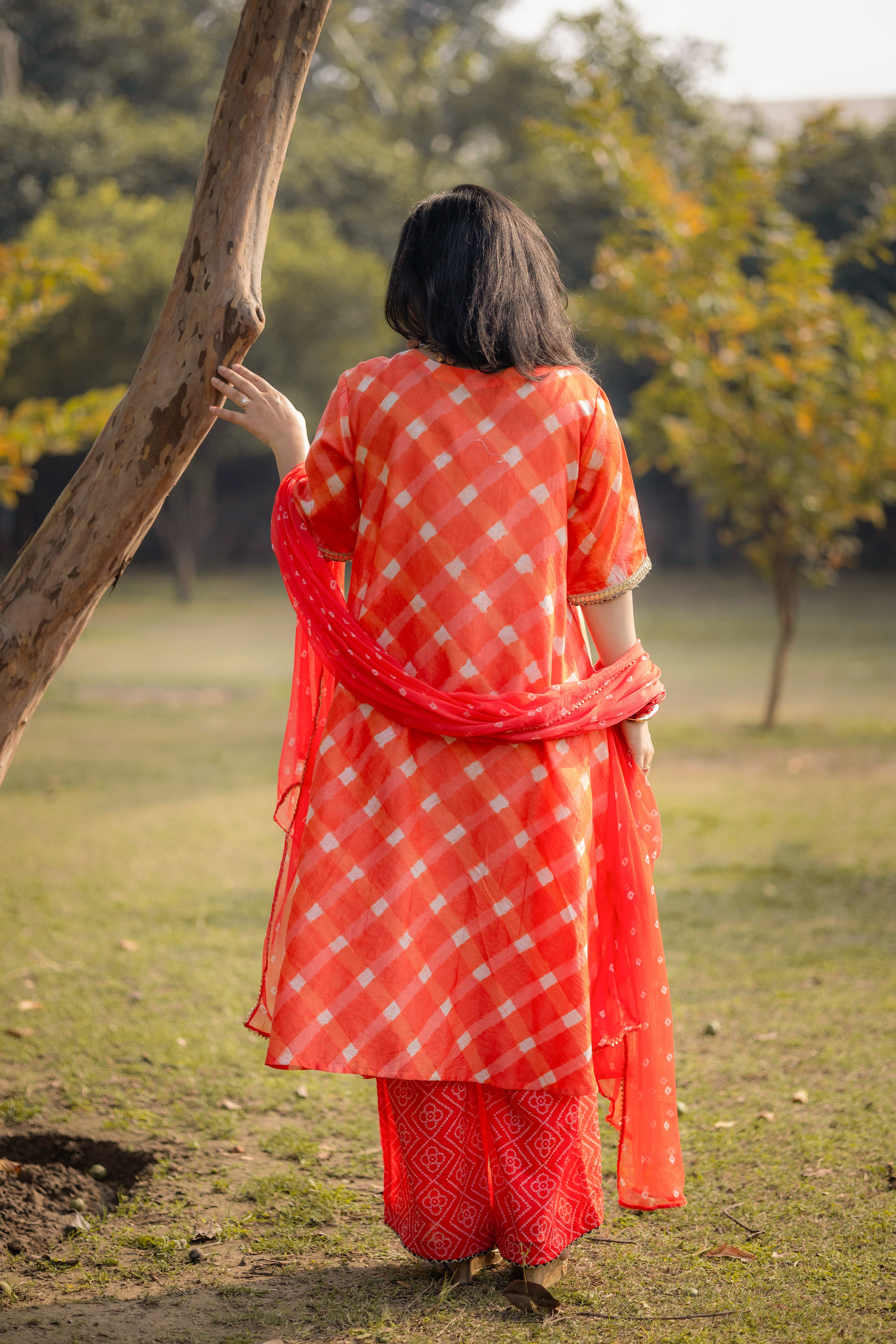 Sunset Glow Chanderi Sui Set with Hand Embroidery & Dupatta