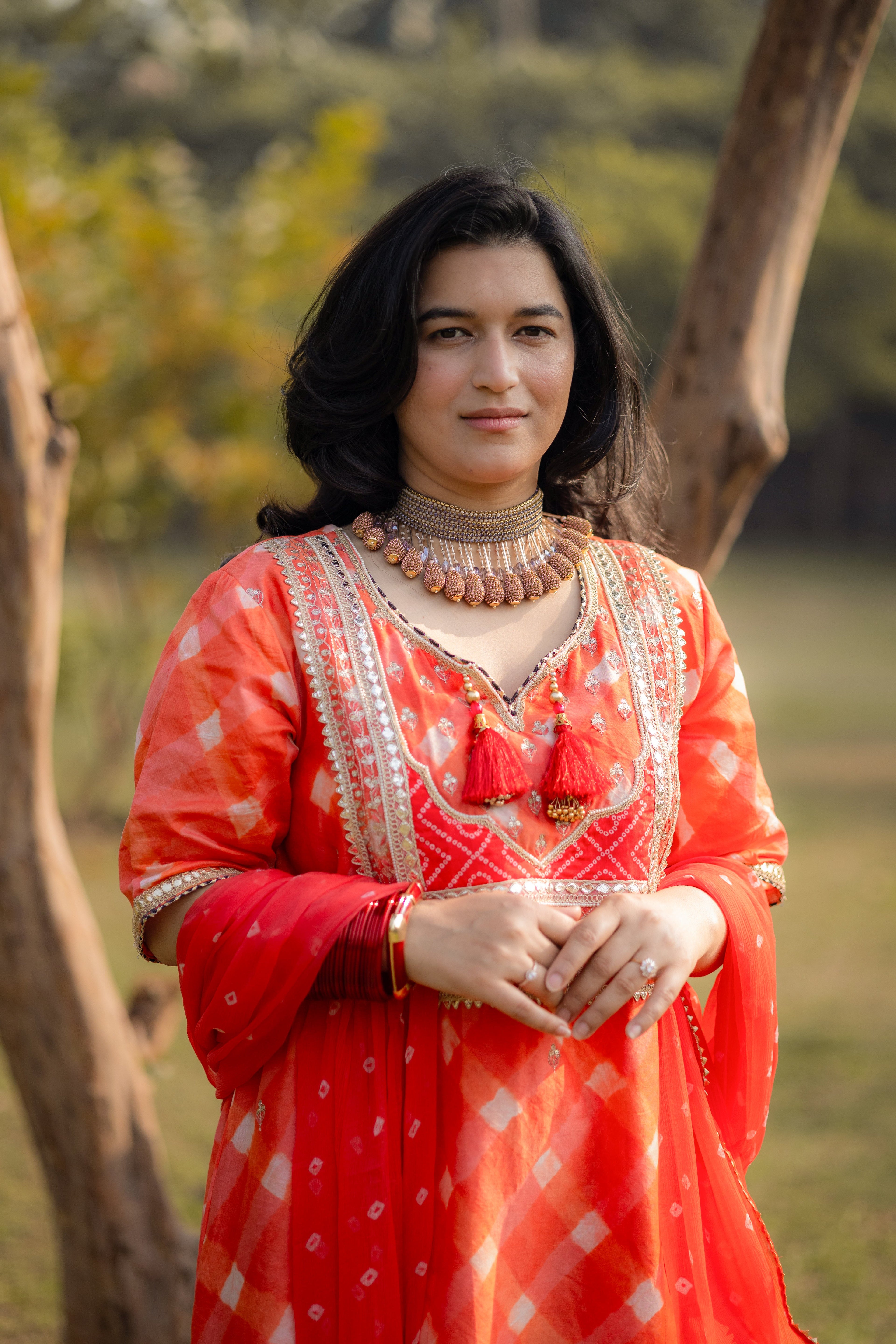Sunset Glow Chanderi Sui Set with Hand Embroidery & Dupatta