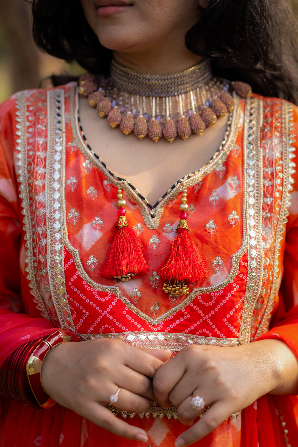 Sunset Glow Chanderi Sui Set with Hand Embroidery & Dupatta