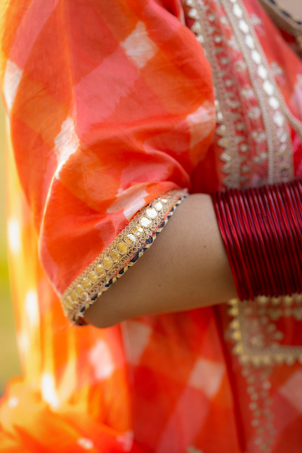 Sunset Glow Chanderi Sui Set with Hand Embroidery & Dupatta
