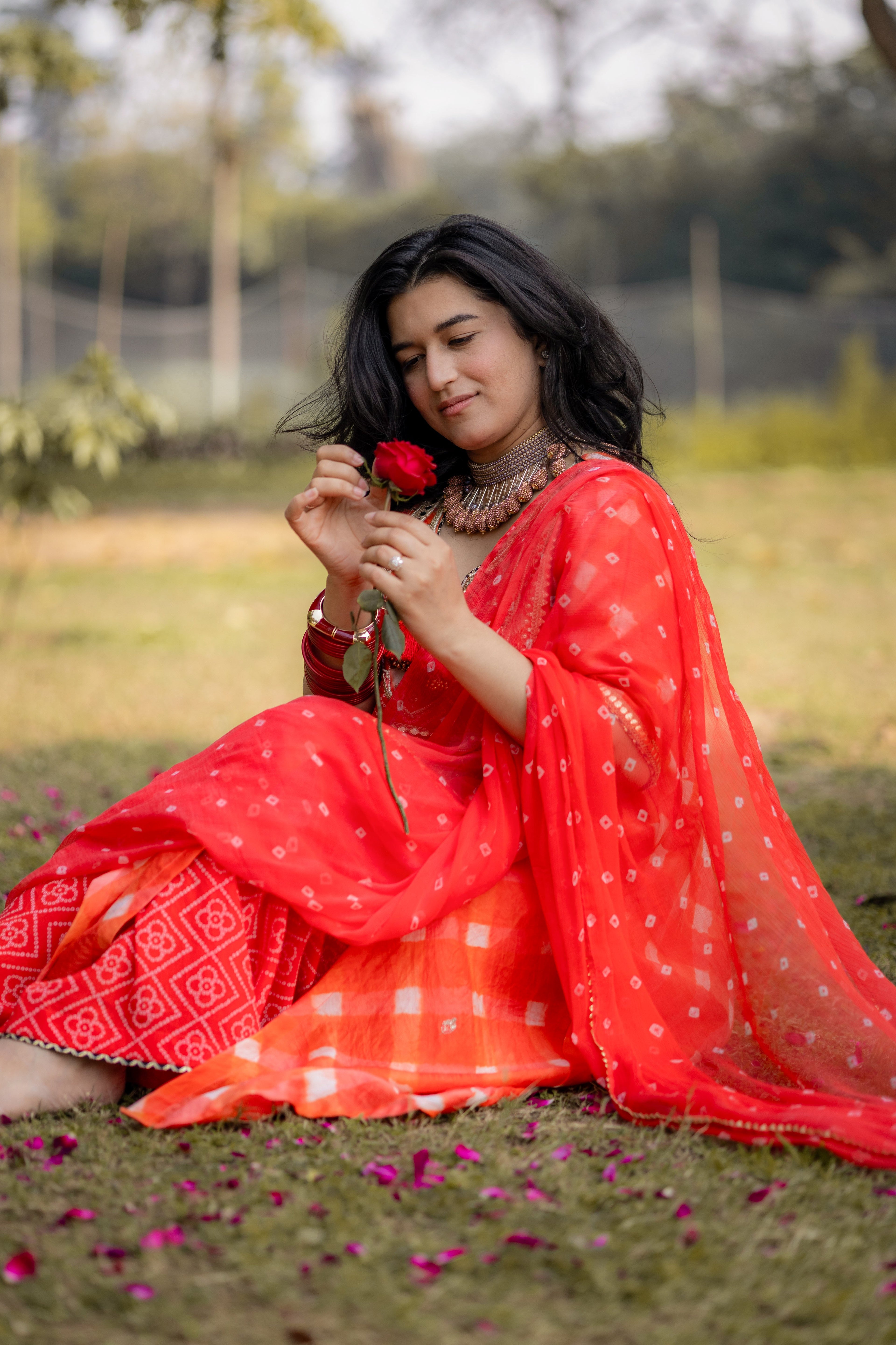 Sunset Glow Chanderi Sui Set with Hand Embroidery & Dupatta
