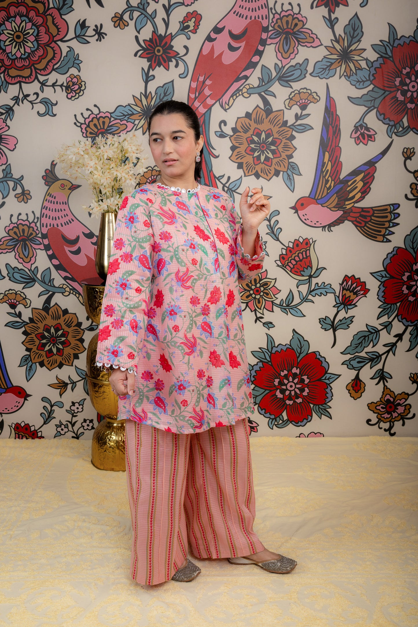 Blush Bloom Kota Doria Printed Set