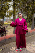 Wine Elegance Dola Silk Co-ord Set