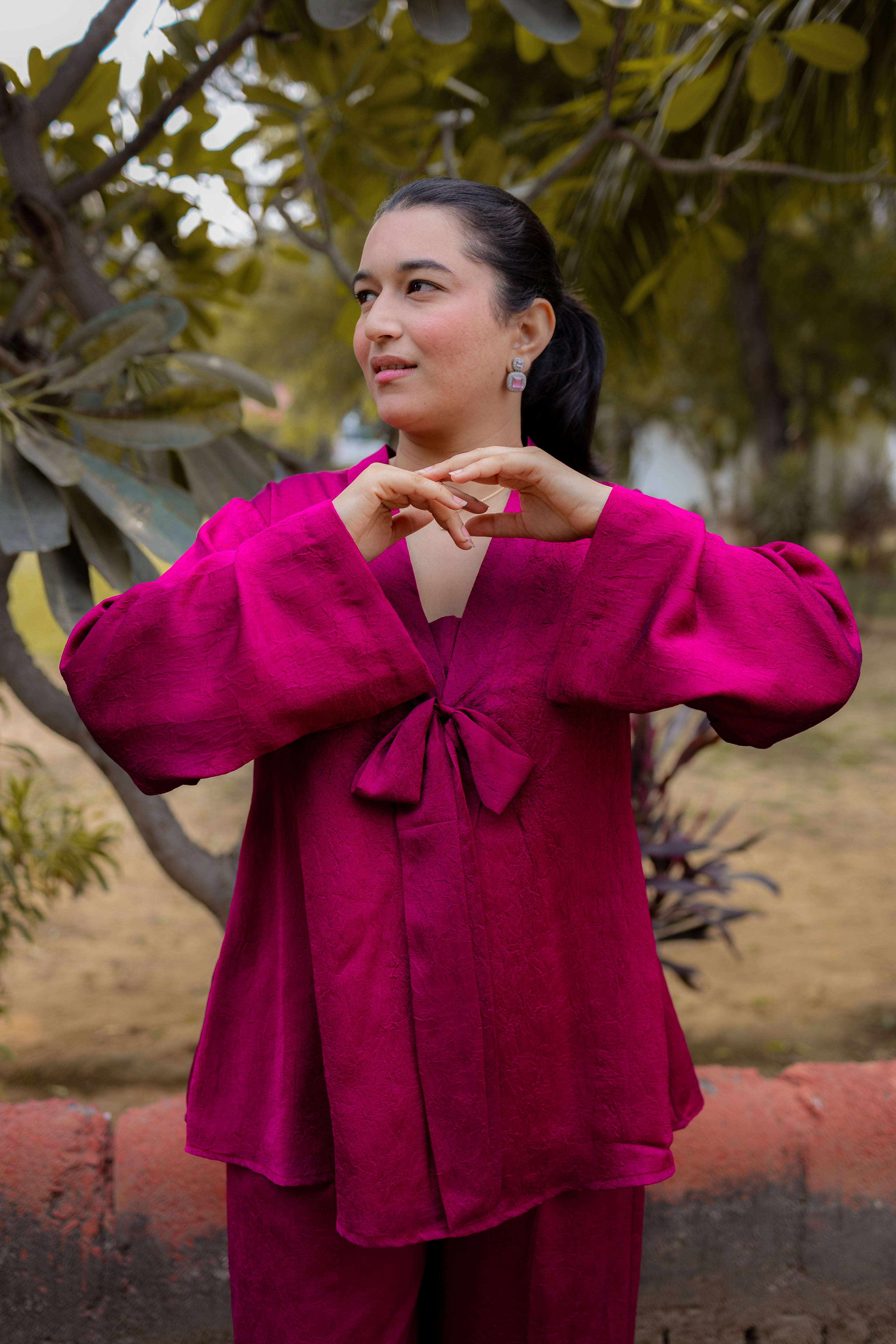 Wine Elegance Dola Silk Co-ord Set