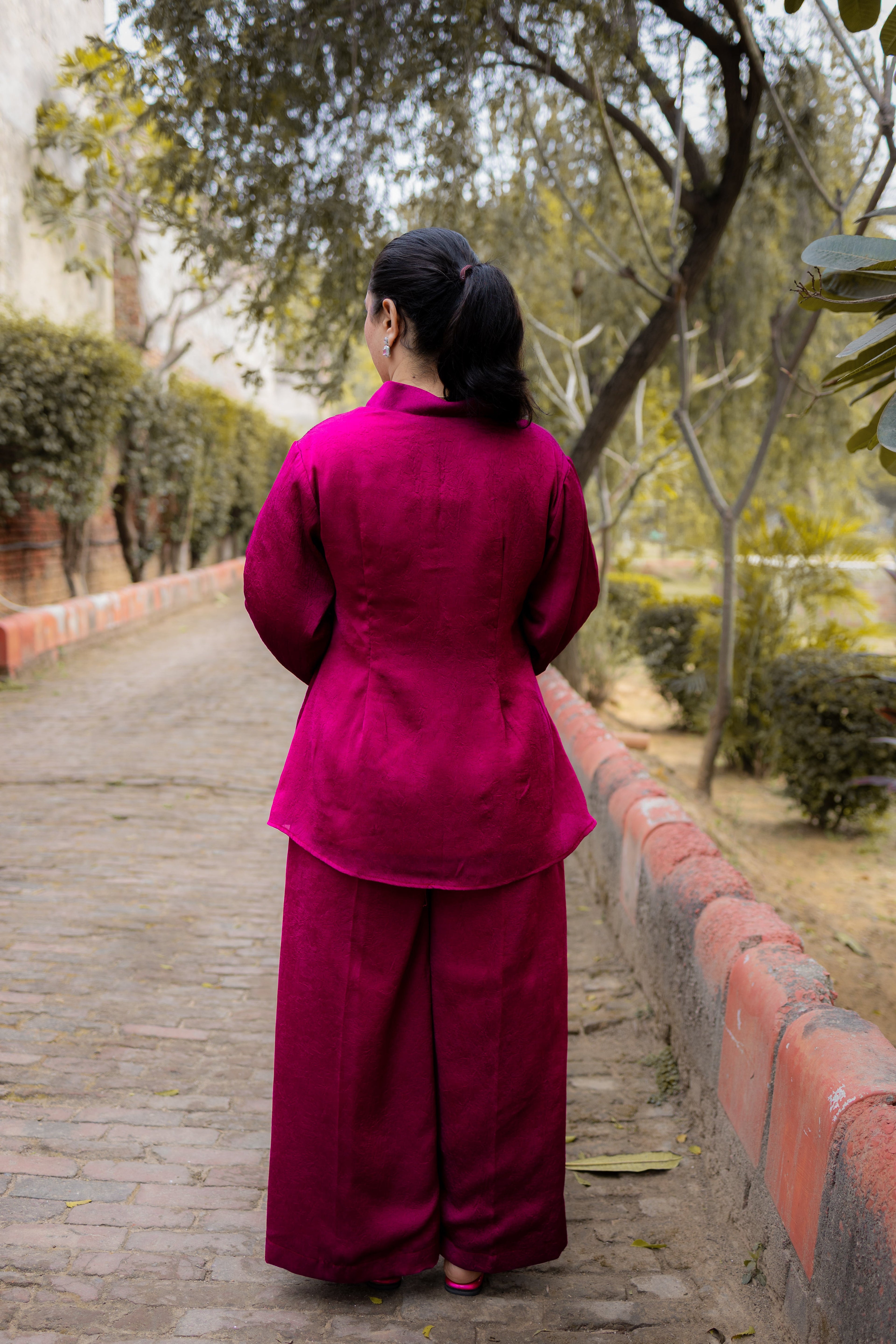 Wine Elegance Dola Silk Co-ord Set