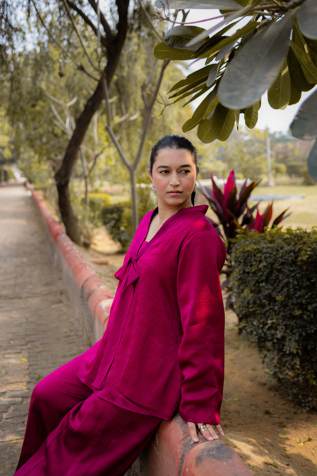 Wine Elegance Dola Silk Co-ord Set