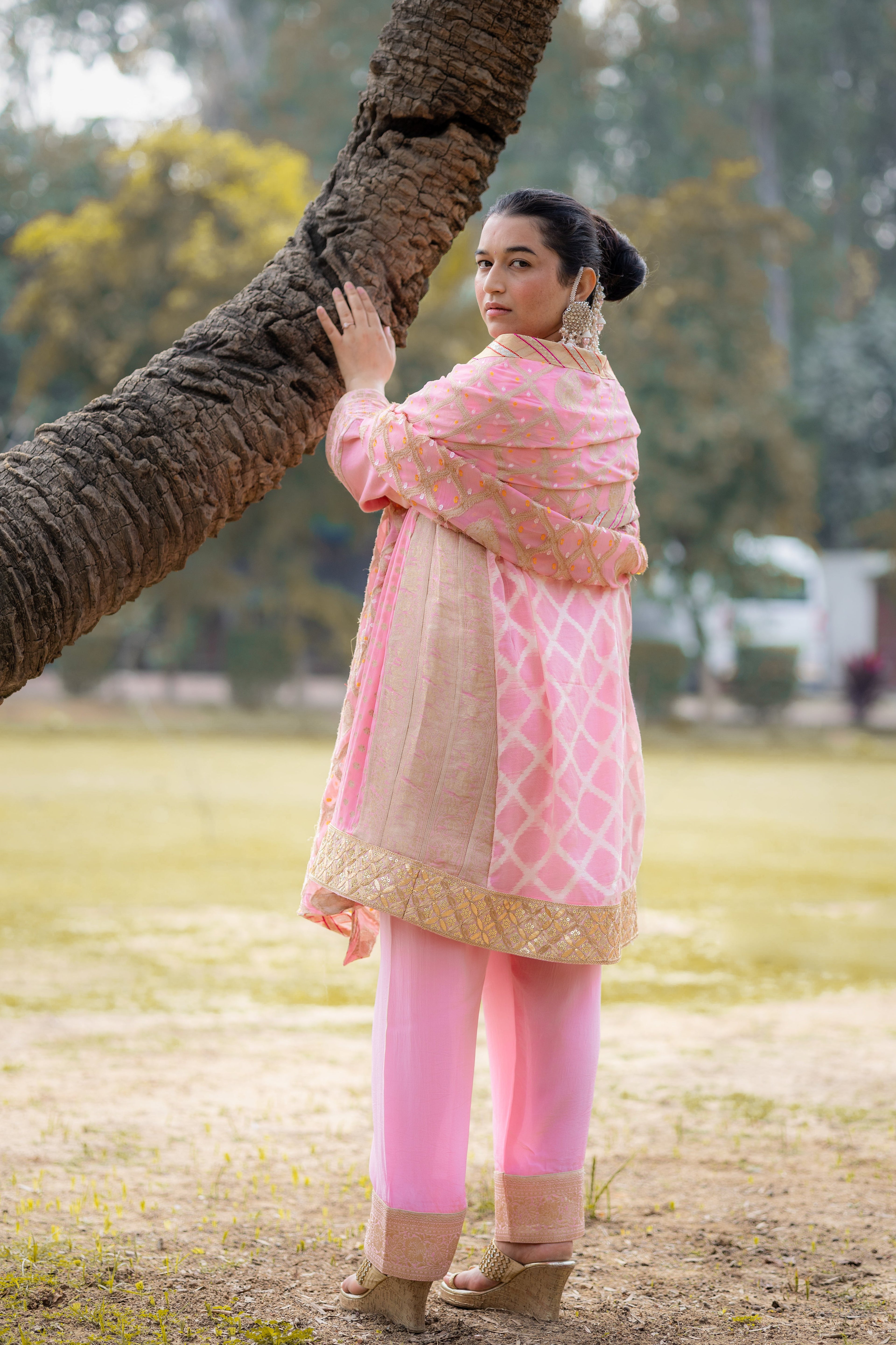 Blush Pink Georgette Embroidered Suit Set with Dupatta