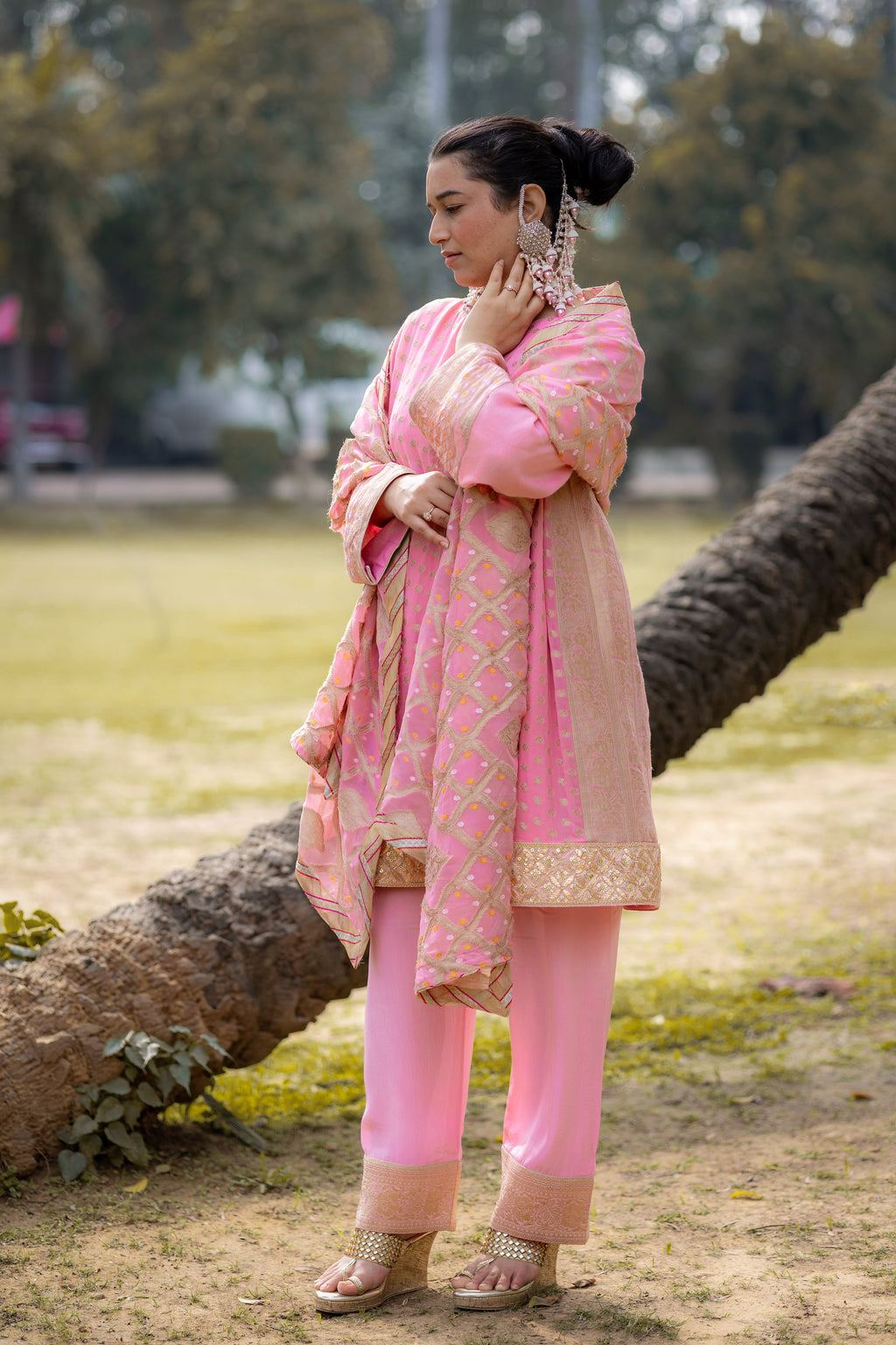 Blush Pink Georgette Embroidered Suit Set with Dupatta