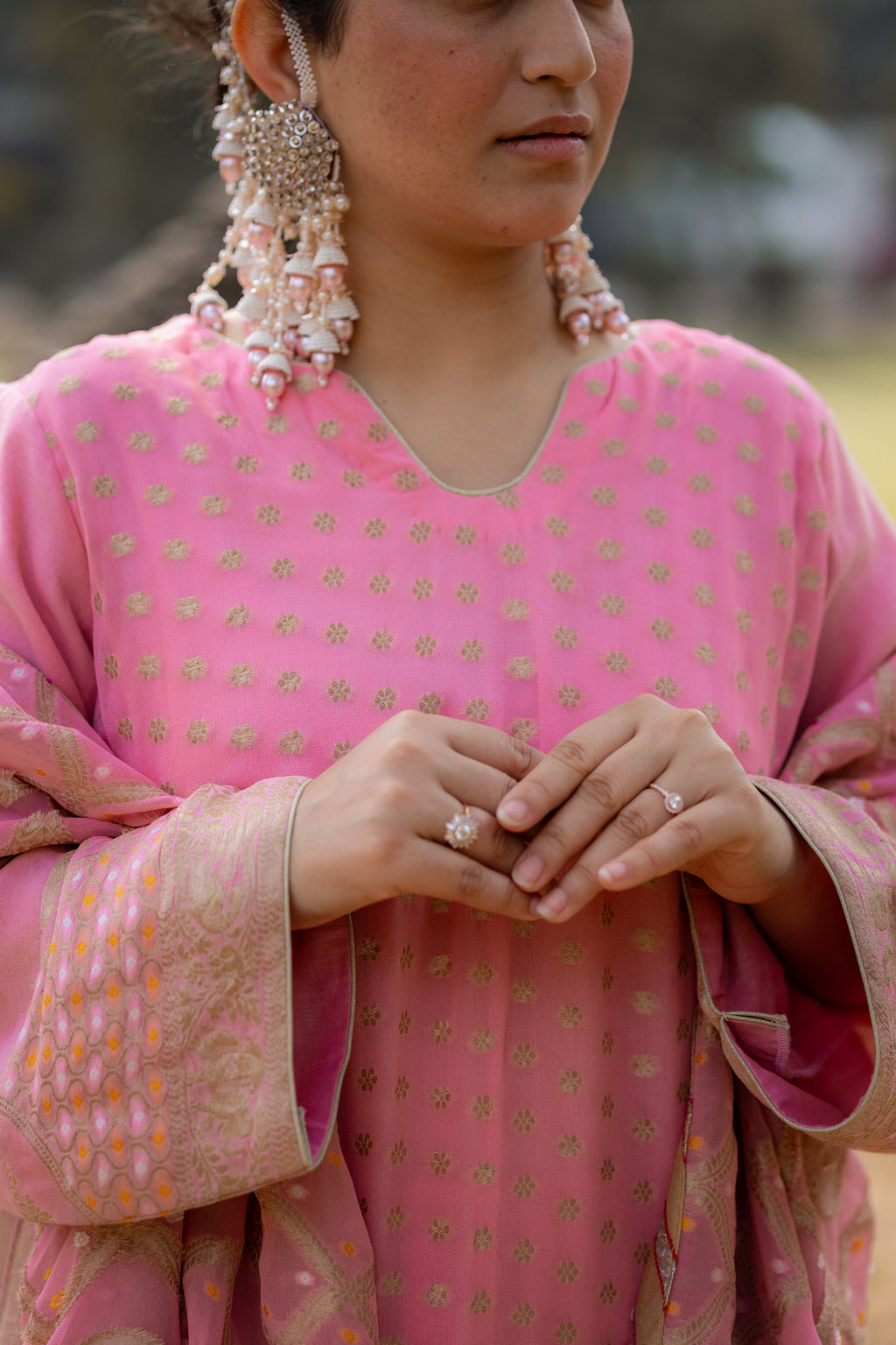 Blush Pink Georgette Embroidered Suit Set with Dupatta