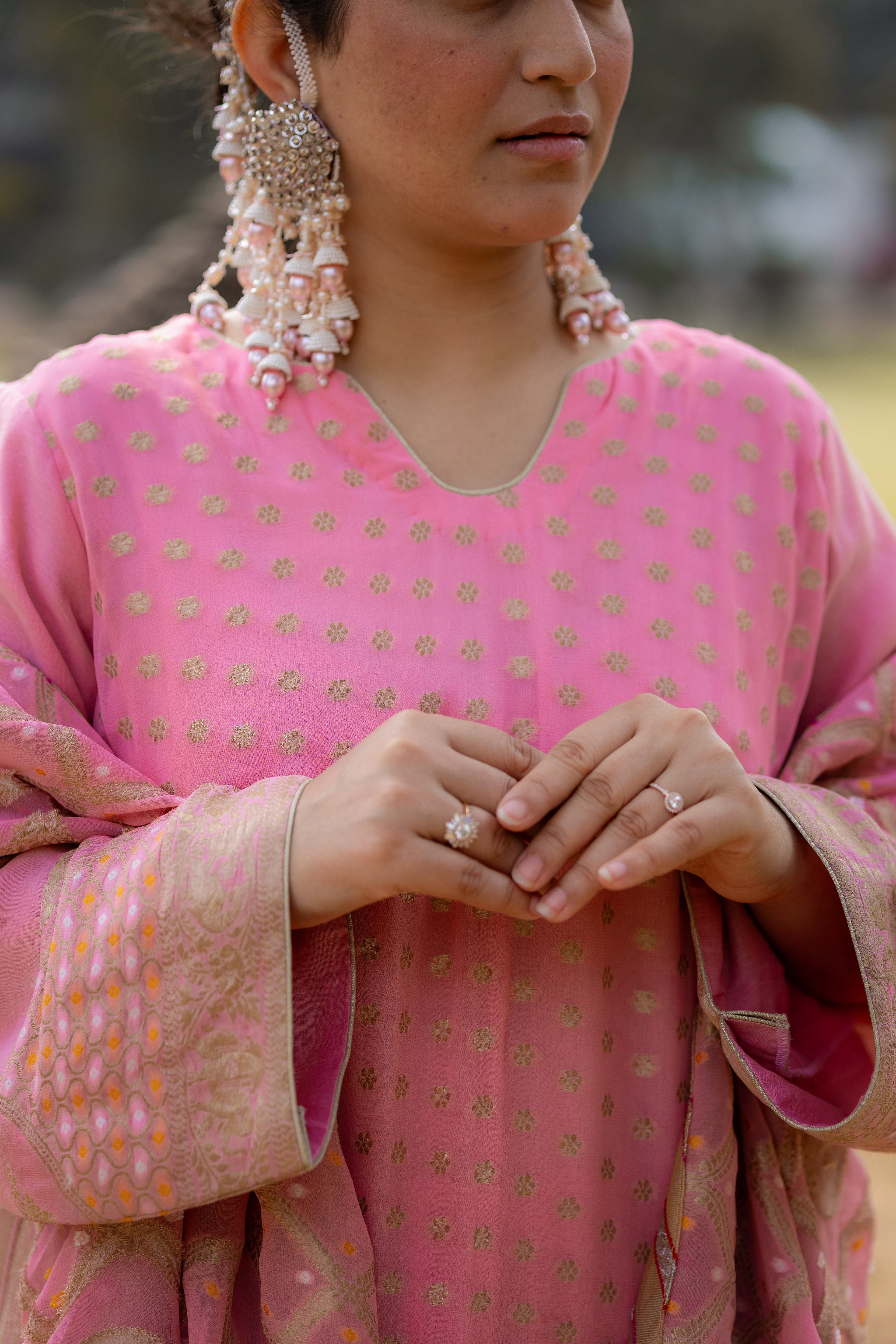 Blush Pink Georgette Embroidered Suit Set with Dupatta